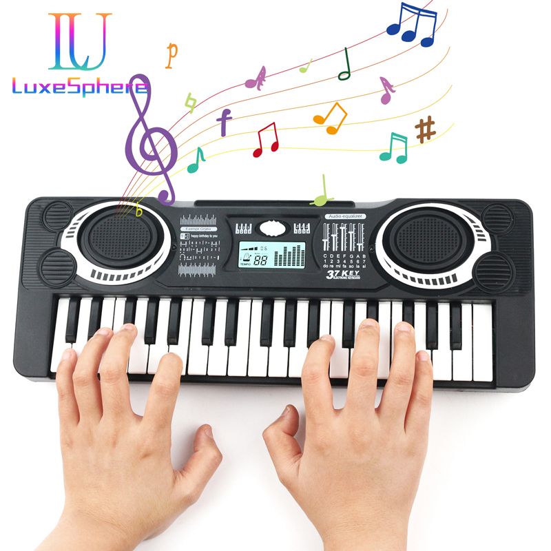 Kids Electronic Piano Enlightenment Keyboard 37 Keys Puzzle Early Education Simulation Electronic Piano LED Display Toy Teaching Musical Instrument Electric Piano Children's Christmas Birthday Gift