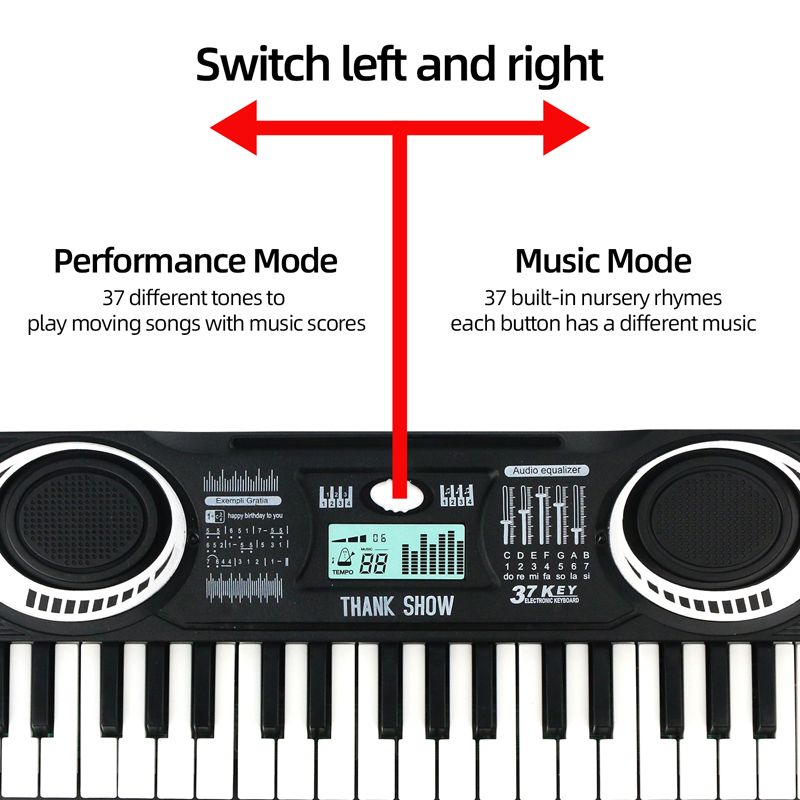Kids Electronic Piano Enlightenment Keyboard 37 Keys Puzzle Early Education Simulation Electronic Piano LED Display Toy Teaching Musical Instrument Electric Piano Children's Christmas Birthday Gift