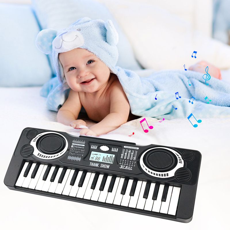 Kids Electronic Piano Enlightenment Keyboard 37 Keys Puzzle Early Education Simulation Electronic Piano LED Display Toy Teaching Musical Instrument Electric Piano Children's Christmas Birthday Gift