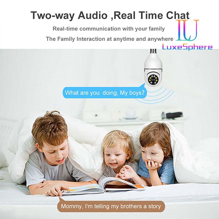2MP E27 Bulb Security Monitor WIFI Camera Smart Home Surveillance Camera Full-color Day And Night Lighting Double Light Wireless 360 Rotation Automatic Human Tracking Zoom Indoor Security Monitor