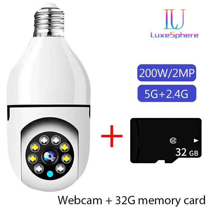 2MP E27 Bulb Security Monitor WIFI Camera Smart Home Surveillance Camera Full-color Day And Night Lighting Double Light Wireless 360 Rotation Automatic Human Tracking Zoom Indoor Security Monitor