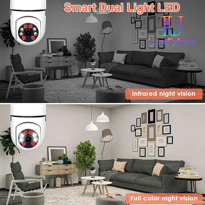 2MP E27 Bulb Security Monitor WIFI Camera Smart Home Surveillance Camera Full-color Day And Night Lighting Double Light Wireless 360 Rotation Automatic Human Tracking Zoom Indoor Security Monitor