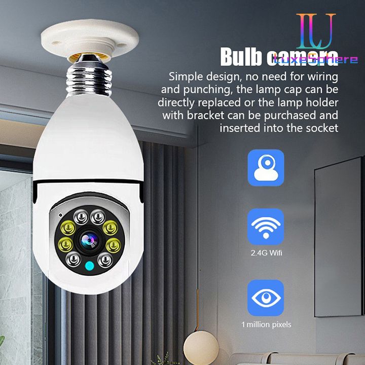 2MP E27 Bulb Security Monitor WIFI Camera Smart Home Surveillance Camera Full-color Day And Night Lighting Double Light Wireless 360 Rotation Automatic Human Tracking Zoom Indoor Security Monitor