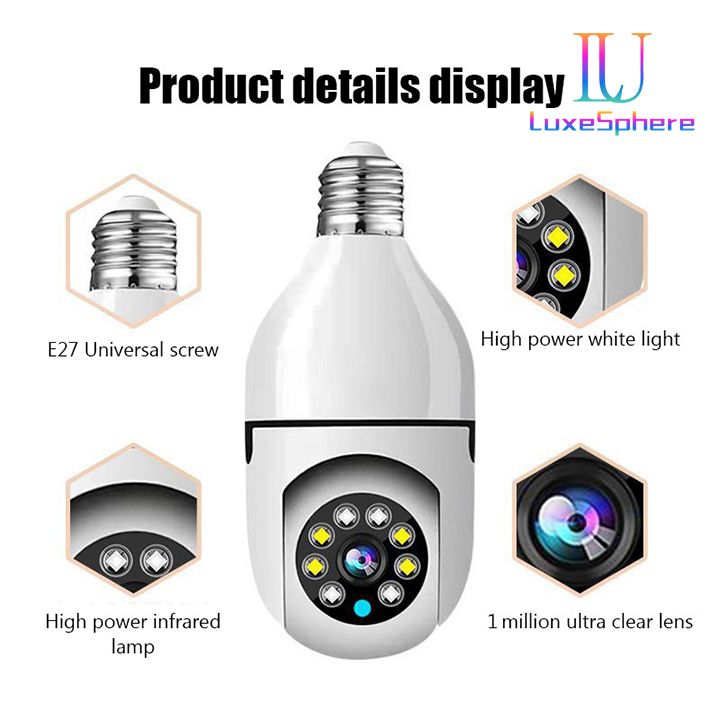 2MP E27 Bulb Security Monitor WIFI Camera Smart Home Surveillance Camera Full-color Day And Night Lighting Double Light Wireless 360 Rotation Automatic Human Tracking Zoom Indoor Security Monitor