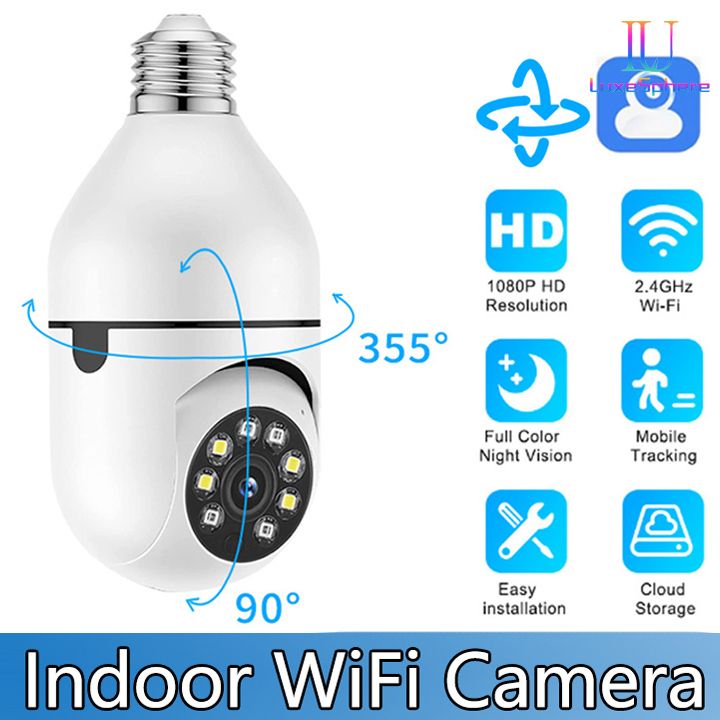 2MP E27 Bulb Security Monitor WIFI Camera Smart Home Surveillance Camera Full-color Day And Night Lighting Double Light Wireless 360 Rotation Automatic Human Tracking Zoom Indoor Security Monitor