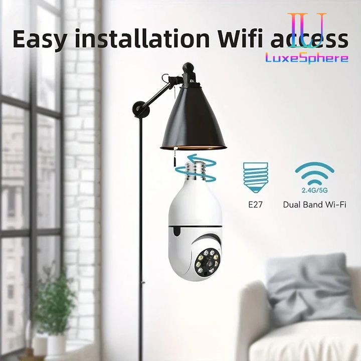 2MP E27 Bulb Security Monitor WIFI Camera Smart Home Surveillance Camera Full-color Day And Night Lighting Double Light Wireless 360 Rotation Automatic Human Tracking Zoom Indoor Security Monitor