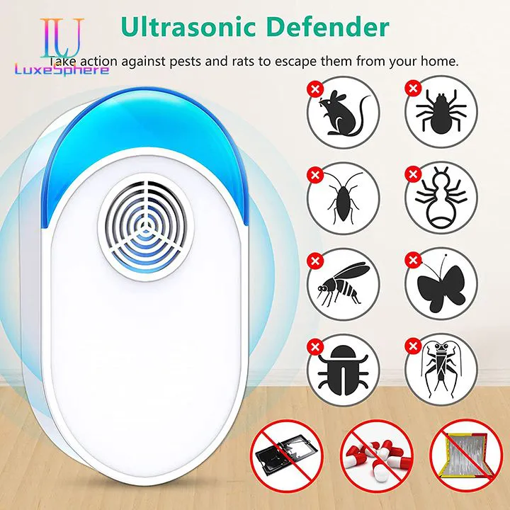 2025 Upgraded Ultrasonic Electronic Mosquito Repellent, Indoor Pest Repeller Control Ultrasonic Repellent for Roach, Rodent, Mouse, Bugs, Ant, Mosquito, Mice, Spider, Household PestInsect Rats Spiders