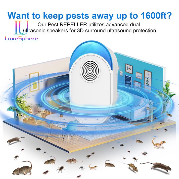 2025 Upgraded Ultrasonic Electronic Mosquito Repellent, Indoor Pest Repeller Control Ultrasonic Repellent for Roach, Rodent, Mouse, Bugs, Ant, Mosquito, Mice, Spider, Household PestInsect Rats Spiders