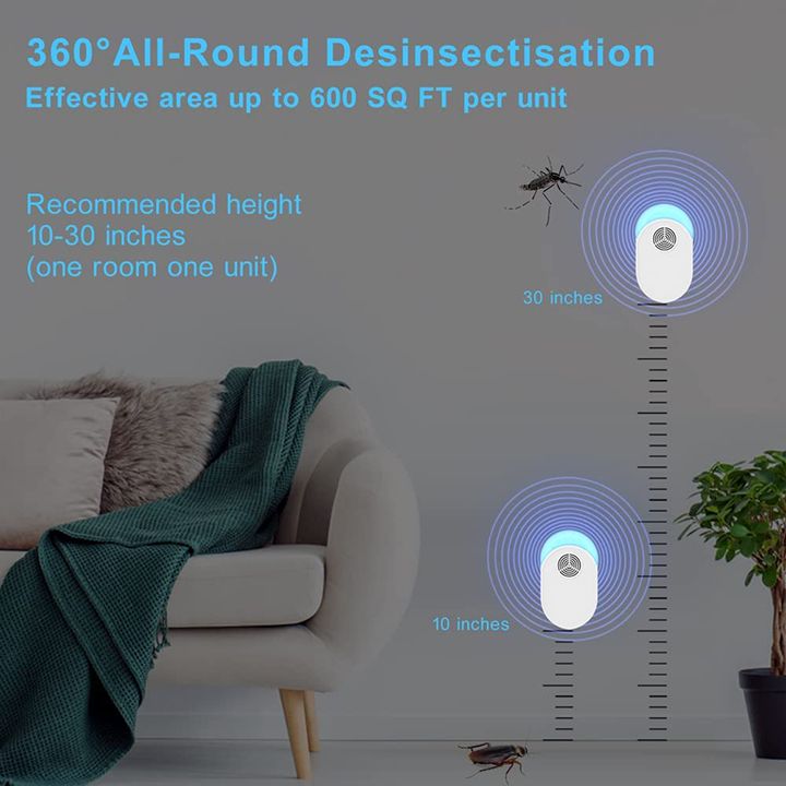 2025 Upgraded Ultrasonic Electronic Mosquito Repellent, Indoor Pest Repeller Control Ultrasonic Repellent for Roach, Rodent, Mouse, Bugs, Ant, Mosquito, Mice, Spider, Household PestInsect Rats Spiders