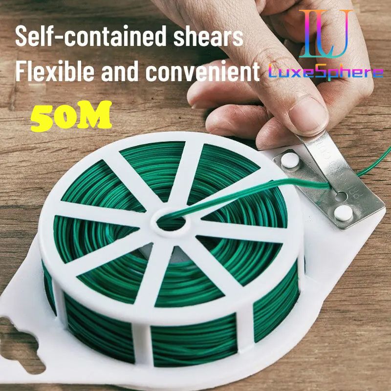 1 Roll 100M / 50MM Multifunctional Plastic Steel Twist Tie Sturdy Reusable Garden Flower Plant Support Strap Tie Gardening Tools