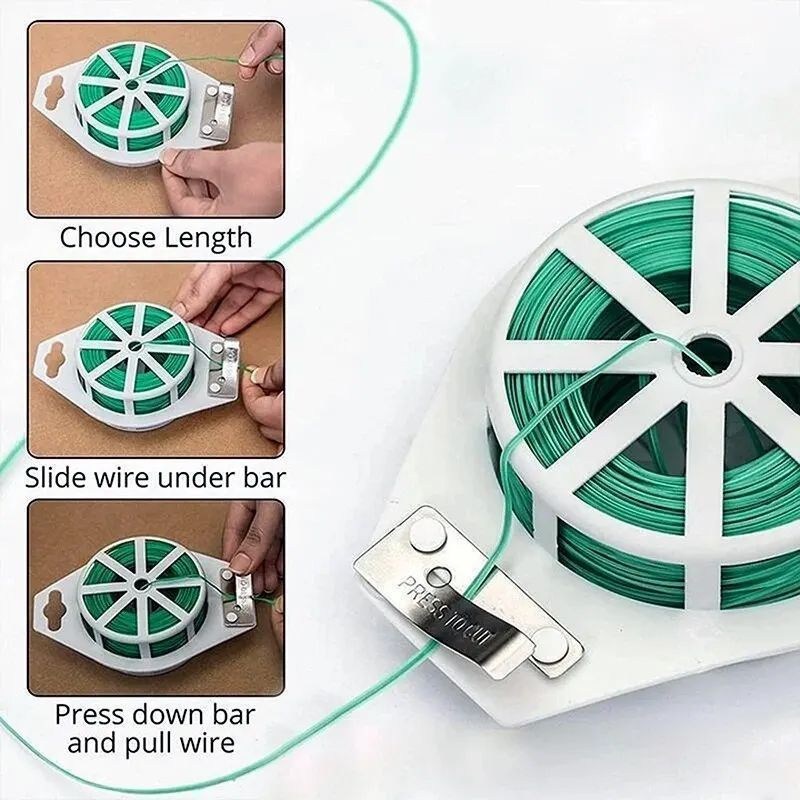 1 Roll 100M / 50MM Multifunctional Plastic Steel Twist Tie Sturdy Reusable Garden Flower Plant Support Strap Tie Gardening Tools