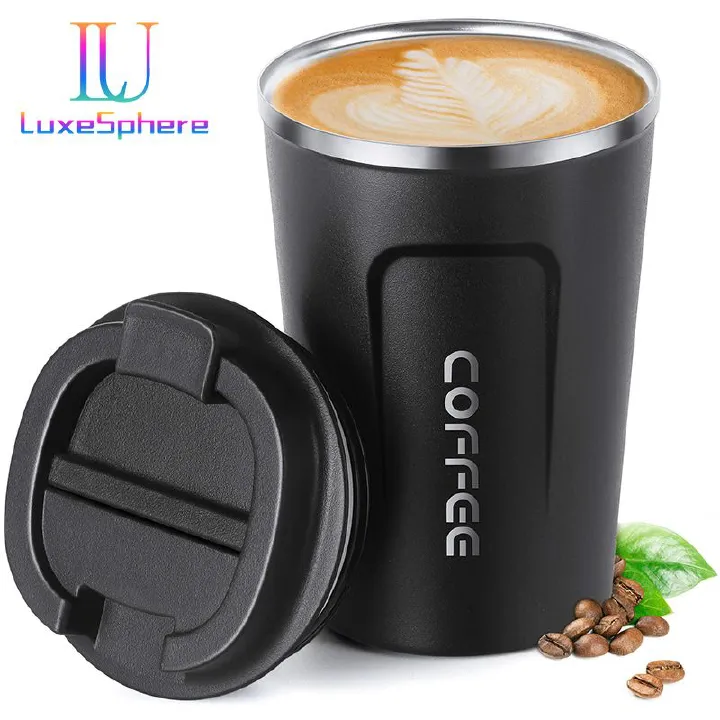 Stainless Steel Coffee Cup 380ml Vacuum Insulated Coffee Travel Mug, Leak proof Double Wall Stainless Steel Reusable Cup with Lid, Thermal Tumbler for Hot Cold Drinks, Flask Insulated Cup Water Bottle