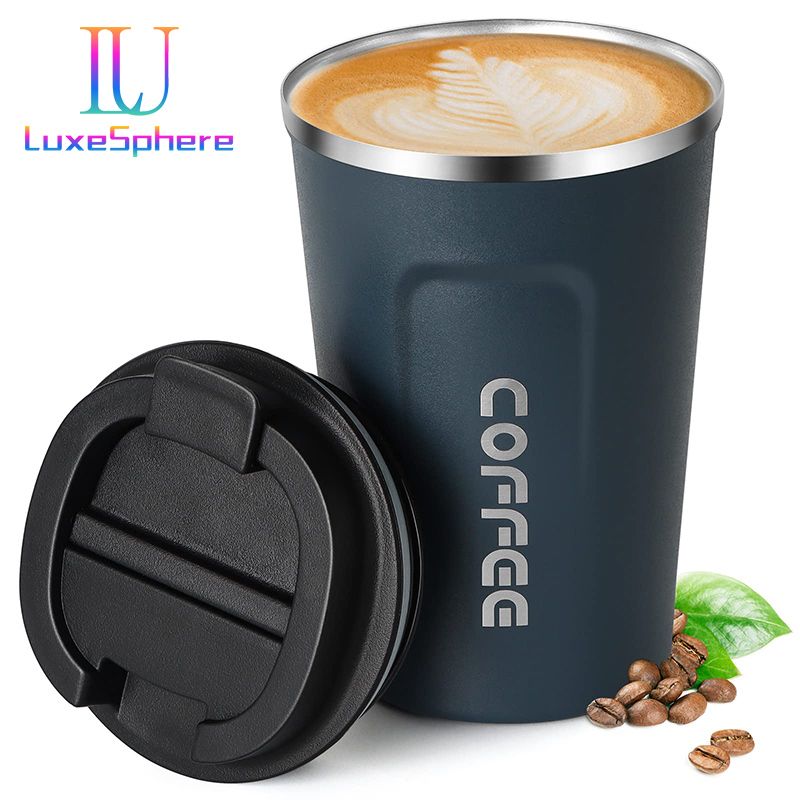 Stainless Steel Coffee Cup 380ml Vacuum Insulated Coffee Travel Mug, Leak proof Double Wall Stainless Steel Reusable Cup with Lid, Thermal Tumbler for Hot Cold Drinks, Flask Insulated Cup Water Bottle
