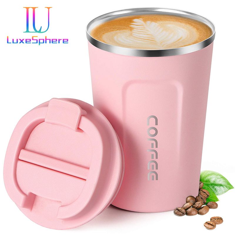 Stainless Steel Coffee Cup 380ml Vacuum Insulated Coffee Travel Mug, Leak proof Double Wall Stainless Steel Reusable Cup with Lid, Thermal Tumbler for Hot Cold Drinks, Flask Insulated Cup Water Bottle