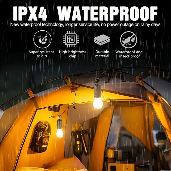 Outdoor Solar Powered LED Lamp Bulbs USB Charging Camping Light Portable Night Lights Waterproof Flashlight Fishing Essentials