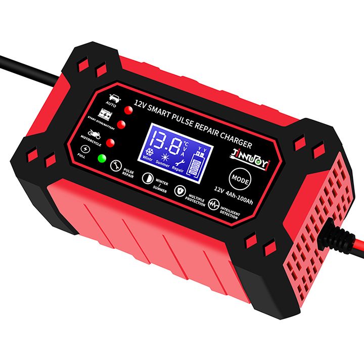New Car Battery Charger Fully Automatic Intelligent Pulse Car Motorcycle Ship Battery Charger 6A 12V Pulse Repair LCD Display Smart Fast Charge AGM Deep Cycle GEL Lead-Acid Charger Fast Charging