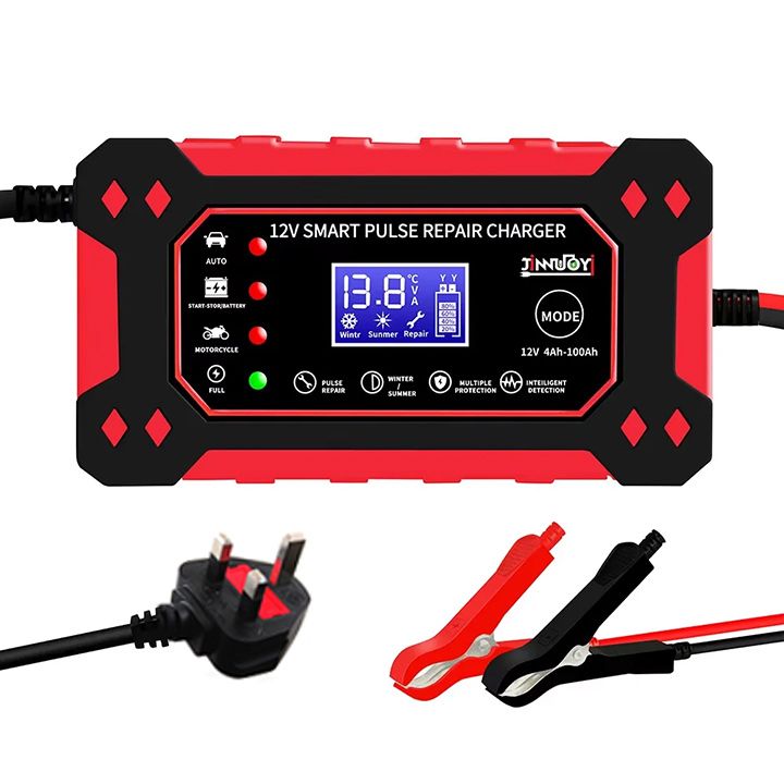 New Car Battery Charger Fully Automatic Intelligent Pulse Car Motorcycle Ship Battery Charger 6A 12V Pulse Repair LCD Display Smart Fast Charge AGM Deep Cycle GEL Lead-Acid Charger Fast Charging