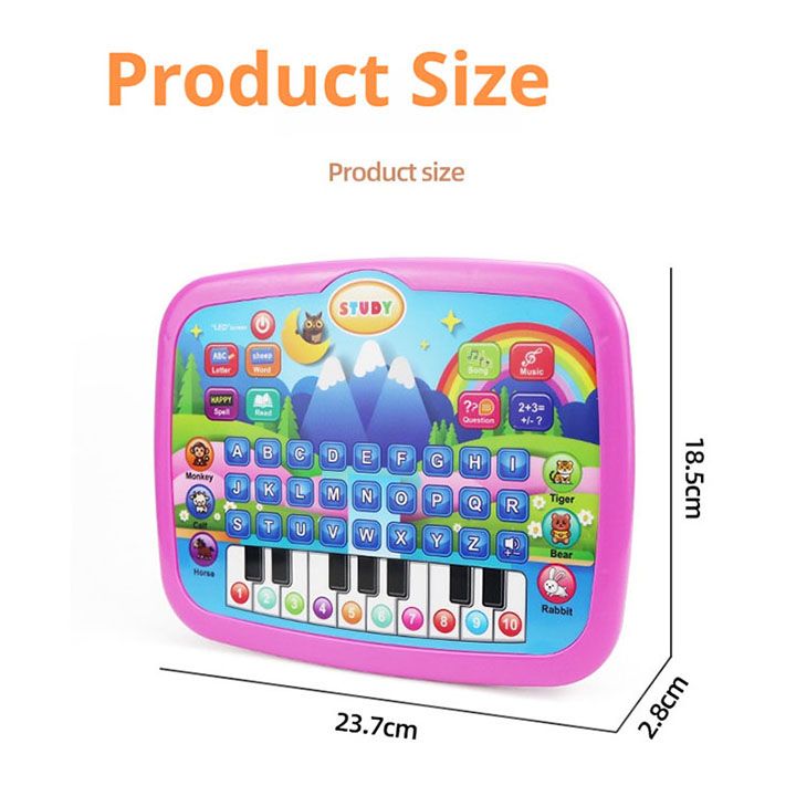 Kids Early Learning Education Tablet Toy, Age 3+ Literacy Math Music Learning, Doubles as Electronic Keyboard, Birthday Christmas Gift