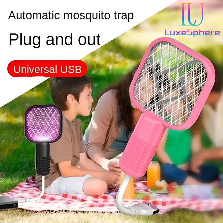 Electric Mosquito Killer 5 Layer Security Net Portable USB Interface Electric Fly Swatter UV Light Bug Zapper Fly Killer Insect Racket Portable Pest Control  for Home Outdoor Camping