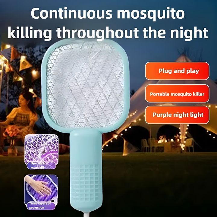 Electric Mosquito Killer 5 Layer Security Net Portable USB Interface Electric Fly Swatter UV Light Bug Zapper Fly Killer Insect Racket Portable Pest Control  for Home Outdoor Camping