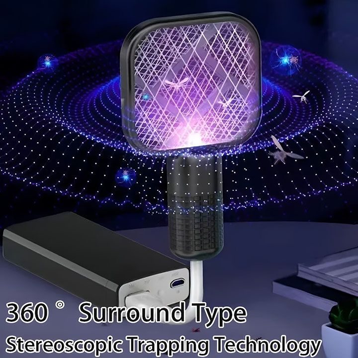 Electric Mosquito Killer 5 Layer Security Net Portable USB Interface Electric Fly Swatter UV Light Bug Zapper Fly Killer Insect Racket Portable Pest Control  for Home Outdoor Camping