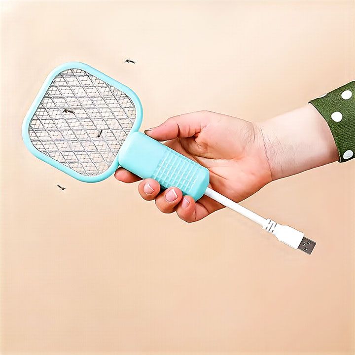 Electric Mosquito Killer 5 Layer Security Net Portable USB Interface Electric Fly Swatter UV Light Bug Zapper Fly Killer Insect Racket Portable Pest Control  for Home Outdoor Camping