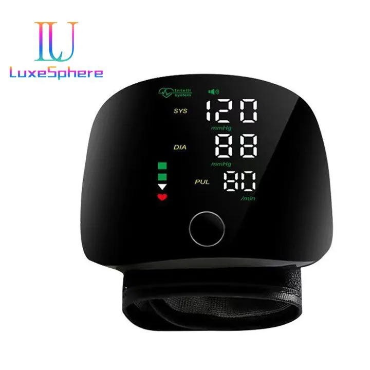Blood Pressure Machine Digital Wrist Blood Pressure Monitors Automatic Voice Tonometer Heart Rate Monitor Smart Touch LCD Screen Charge Sphygmomanometer Health Monitors
