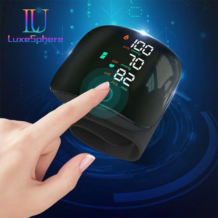 Blood Pressure Machine Digital Wrist Blood Pressure Monitors Automatic Voice Tonometer Heart Rate Monitor Smart Touch LCD Screen Charge Sphygmomanometer Health Monitors