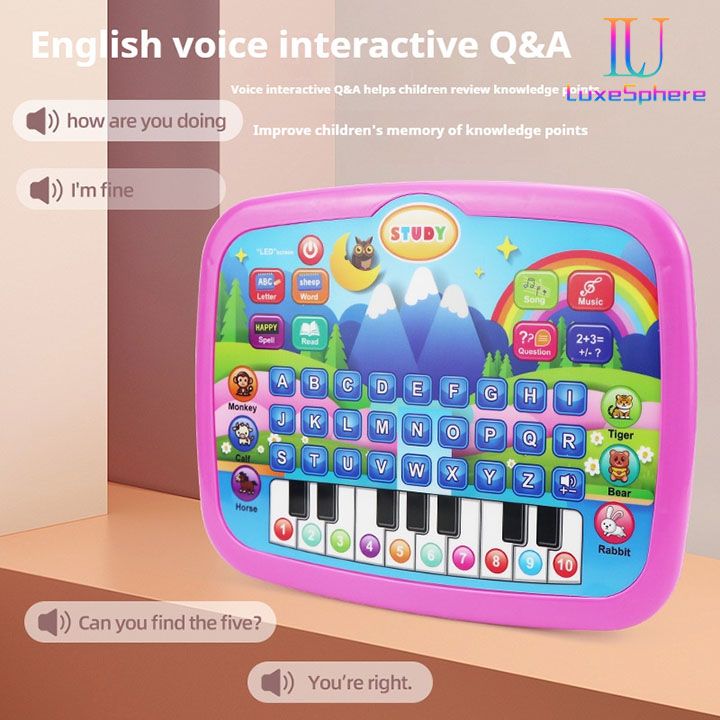 Kids Early Learning Education Tablet Toy, Age 3+ Literacy Math Music Learning, Doubles as Electronic Keyboard, Birthday Christmas Gift