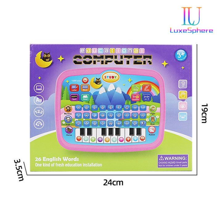 Kids Early Learning Education Tablet Toy, Age 3+ Literacy Math Music Learning, Doubles as Electronic Keyboard, Birthday Christmas Gift