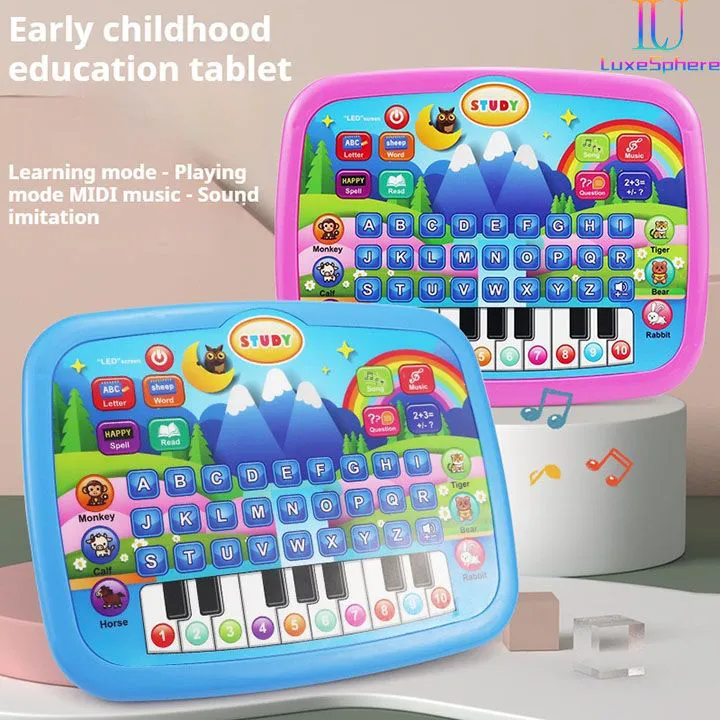 Kids Early Learning Education Tablet Toy, Age 3+ Literacy Math Music Learning, Doubles as Electronic Keyboard, Birthday Christmas Gift