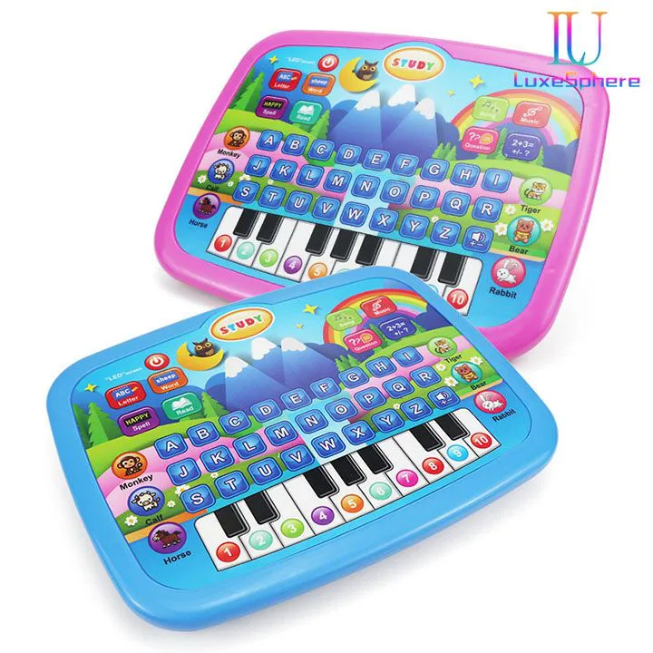 Kids' Toy Tablet Early Learning Education Tablet Children English Learning Toy Electronic Reading Machine Toy Literacy Math Music Learning, Doubles as Electronic Keyboard, Birthday Christmas Gift