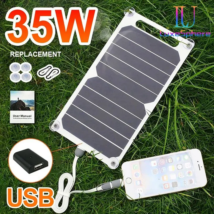 35W Solar Chargers Portable Solar Panel 5V Solar Plate With USB Safe Stabilize Charger Fast Charging For Power Bank Phone Tablets Outdoor Camping Home RV Gift