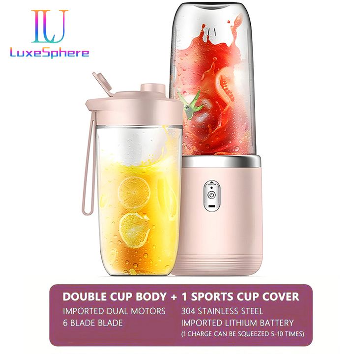 Personal Blender Multifunction Usb Fruit Mixers Juicers Portable Electric Juicer Blender Fruit Juicer Cup Food Milkshake Juice Maker USB Rechargeable with 6 Blades Sports Outdoors Electric Blender