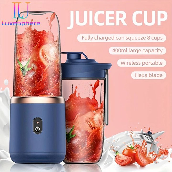 Personal Blender Multifunction Usb Fruit Mixers Juicers Portable Electric Juicer Blender Fruit Juicer Cup Food Milkshake Juice Maker USB Rechargeable with 6 Blades Sports Outdoors Electric Blender