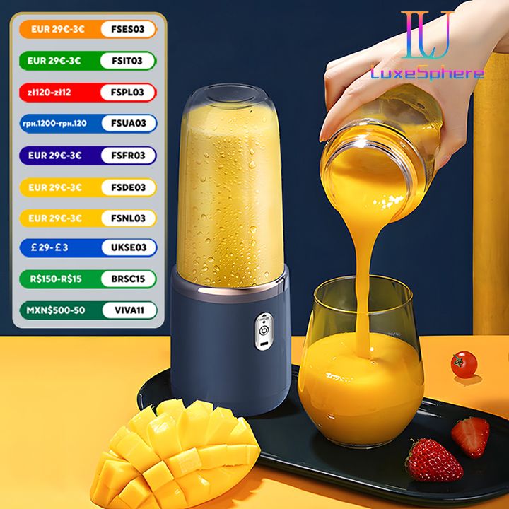 Personal Blender Multifunction Usb Fruit Mixers Juicers Portable Electric Juicer Blender Fruit Juicer Cup Food Milkshake Juice Maker USB Rechargeable with 6 Blades Sports Outdoors Electric Blender