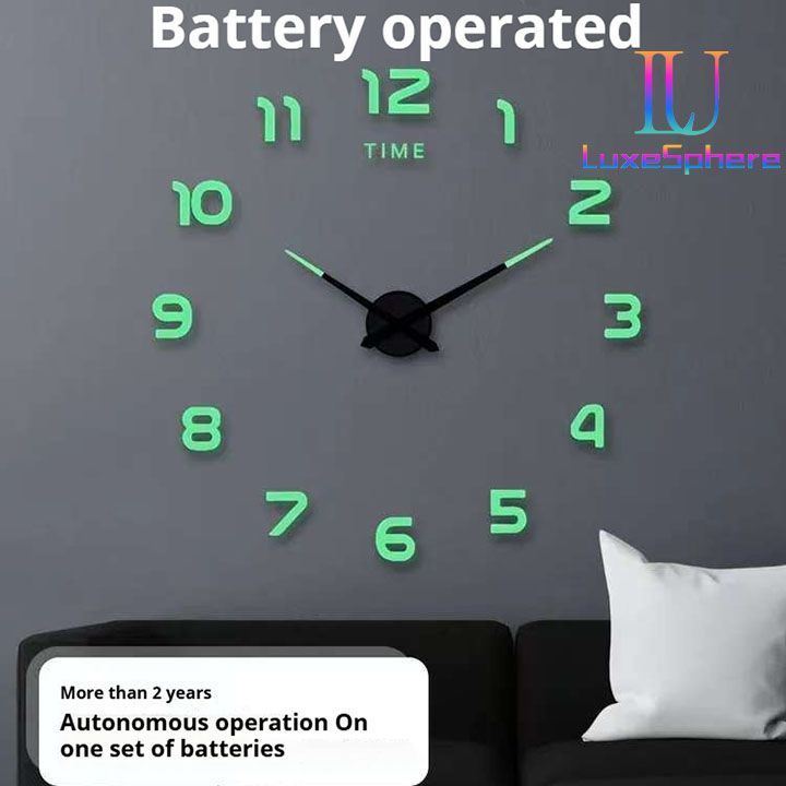 Creative Minimalist Glowing Clock No-drill Frameless Silent Hanging Clock Living Room Bedroom Wall Sticker Decoration Clock Wall Clock High Home Clocks  3D Mirror Wall Clocks DIY Sticker Modern Mirror