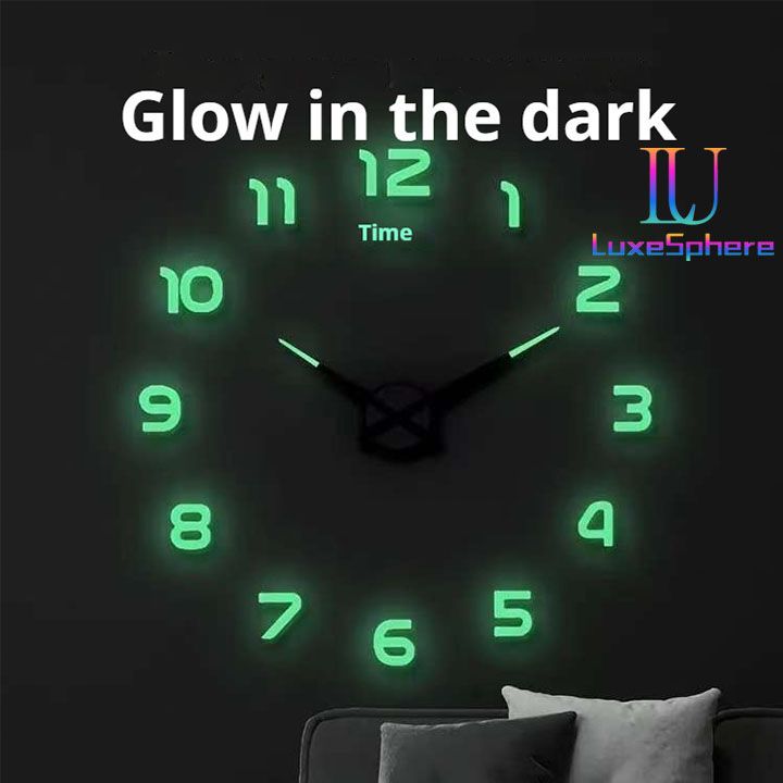 Creative Minimalist Glowing Clock No-drill Frameless Silent Hanging Clock Living Room Bedroom Wall Sticker Decoration Clock Wall Clock High Home Clocks  3D Mirror Wall Clocks DIY Sticker Modern Mirror