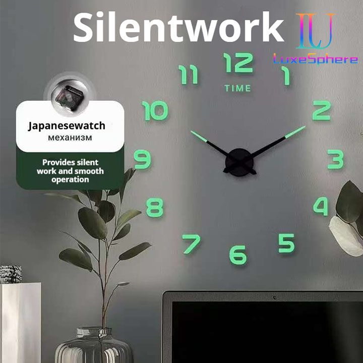 Creative Minimalist Glowing Clock No-drill Frameless Silent Hanging Clock Living Room Bedroom Wall Sticker Decoration Clock Wall Clock High Home Clocks  3D Mirror Wall Clocks DIY Sticker Modern Mirror