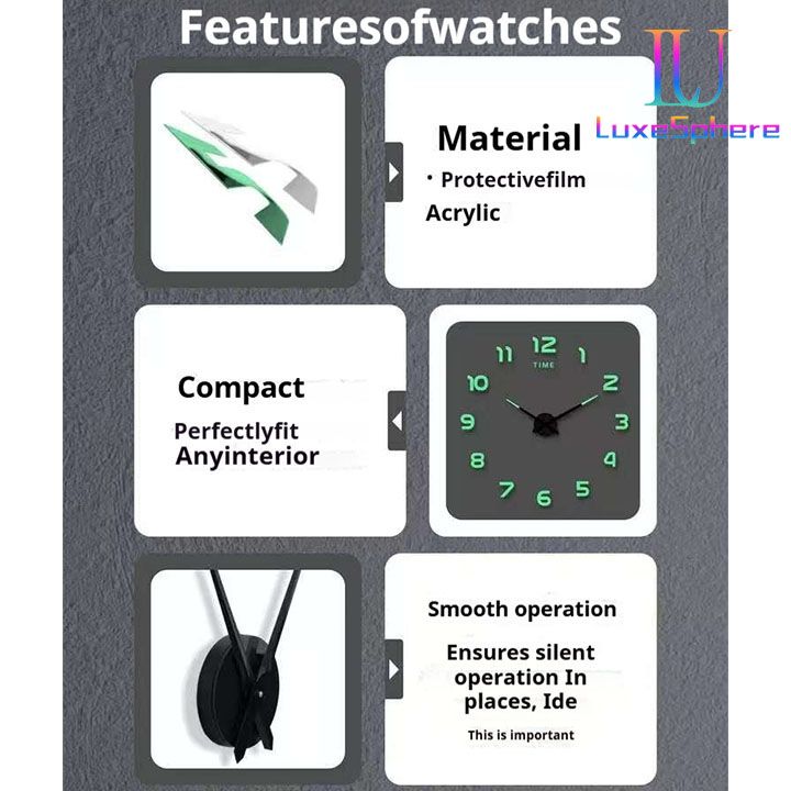 Creative Minimalist Glowing Clock No-drill Frameless Silent Hanging Clock Living Room Bedroom Wall Sticker Decoration Clock Wall Clock High Home Clocks  3D Mirror Wall Clocks DIY Sticker Modern Mirror
