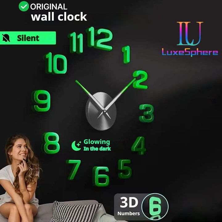 Creative Minimalist Glowing Clock No-drill Frameless Silent Hanging Clock Living Room Bedroom Wall Sticker Decoration Clock Wall Clock High Home Clocks  3D Mirror Wall Clocks DIY Sticker Modern Mirror