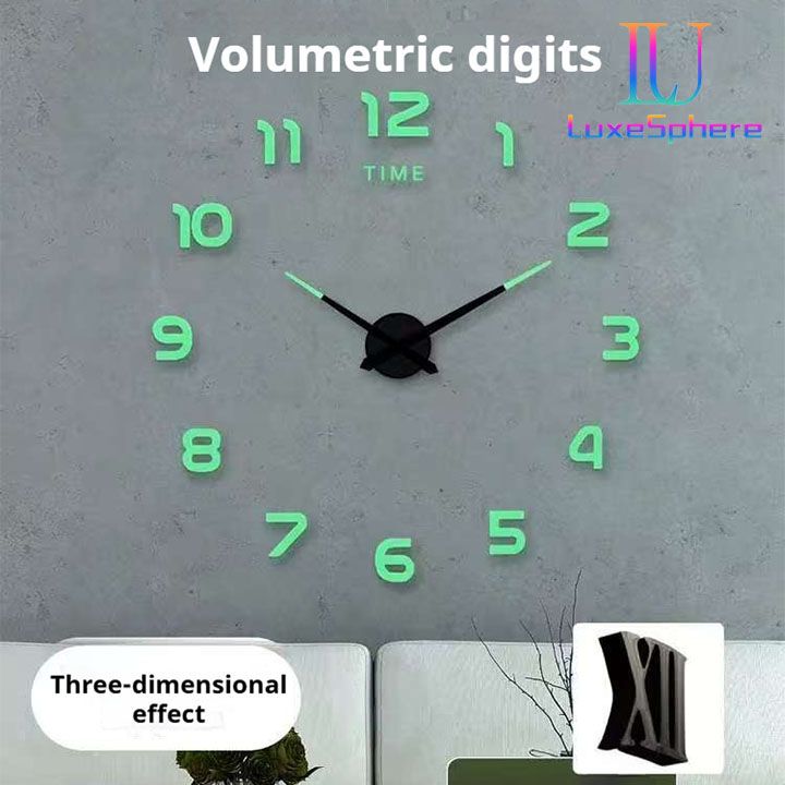 Creative Minimalist Glowing Clock No-drill Frameless Silent Hanging Clock Living Room Bedroom Wall Sticker Decoration Clock Wall Clock High Home Clocks  3D Mirror Wall Clocks DIY Sticker Modern Mirror
