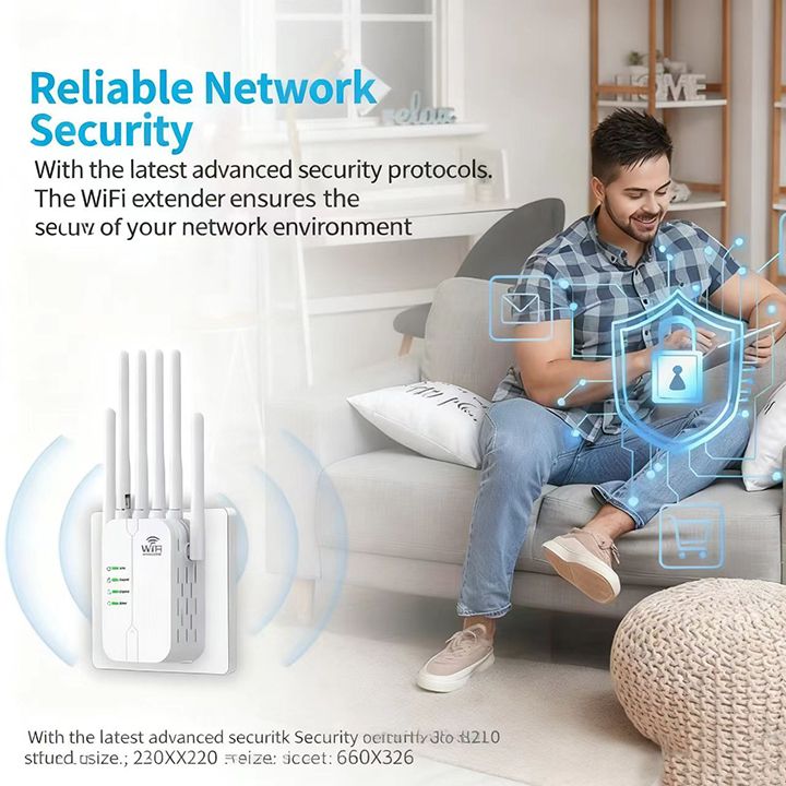 300Mbps Wireless WiFi Repeater Booster, WiFi Extender Signal Booster,WiFi Extender,WiFi Repeater with Ethernet Port, 6 Antennas 360°, Coverage up to 11000 Sq. Ft. for 35+ Devices Home WiFi Repeater
