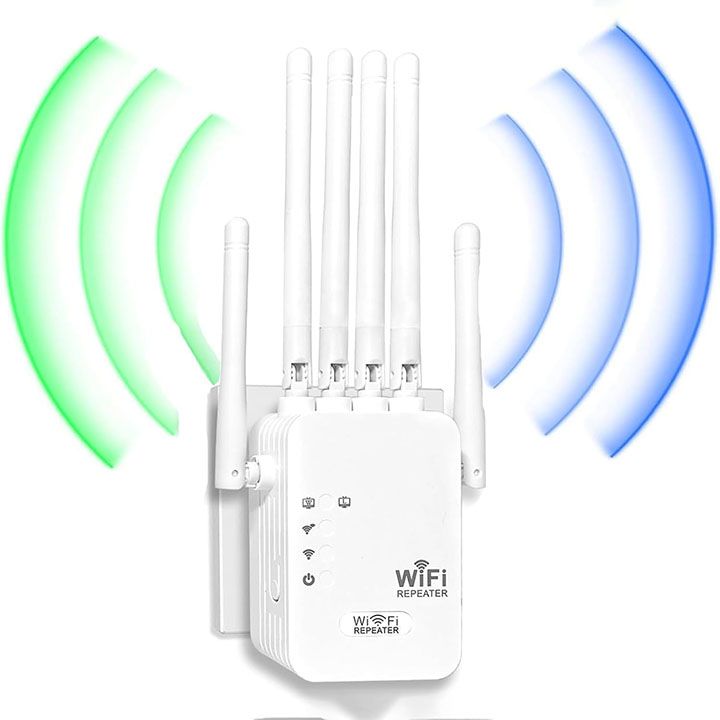 300Mbps Wireless WiFi Repeater Booster, WiFi Extender Signal Booster,WiFi Extender,WiFi Repeater with Ethernet Port, 6 Antennas 360°, Coverage up to 11000 Sq. Ft. for 35+ Devices Home WiFi Repeater