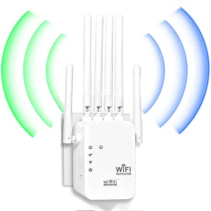 300Mbps Wireless WiFi Repeater Booster, WiFi Extender Signal Booster,WiFi Extender,WiFi Repeater with Ethernet Port, 6 Antennas 360°, Coverage up to 11000 Sq. Ft. for 35+ Devices Home WiFi Repeater