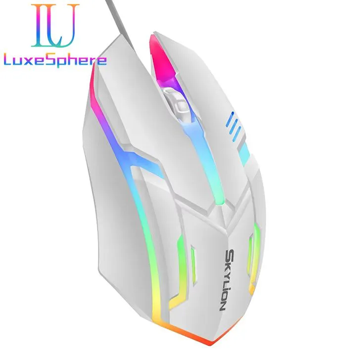 Wired 3 Keys Mouse 2.4G Wired RGB Mouse Wired Mouse Ergonomic Office Mouse Silent Mouse Adjustable DPI Mouse Colorful Lighting Gaming and Office For Microsoft Windows and Apple IOS System