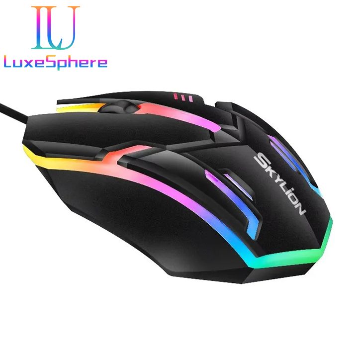 F1 Wired 3 Keys Mouse Colorful Lighting Gaming and Office For Microsoft Windows and Apple IOS System