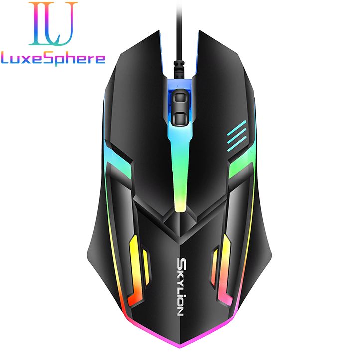 F1 Wired 3 Keys Mouse Colorful Lighting Gaming and Office For Microsoft Windows and Apple IOS System