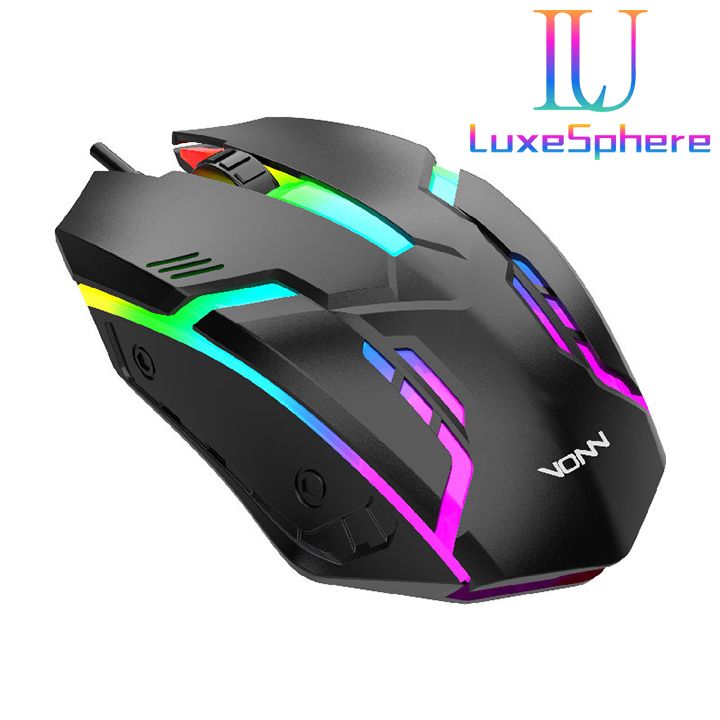 F1 Wired 3 Keys Mouse Colorful Lighting Gaming and Office For Microsoft Windows and Apple IOS System