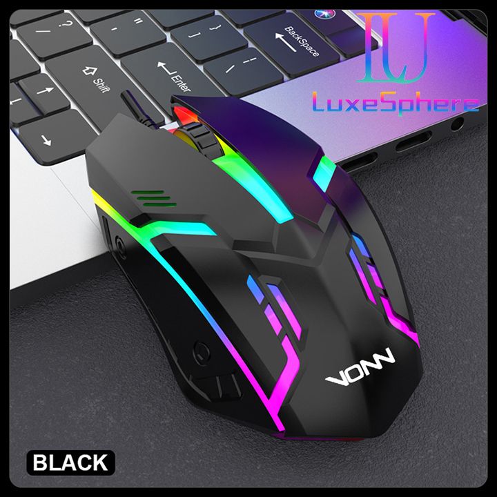 F1 Wired 3 Keys Mouse Colorful Lighting Gaming and Office For Microsoft Windows and Apple IOS System